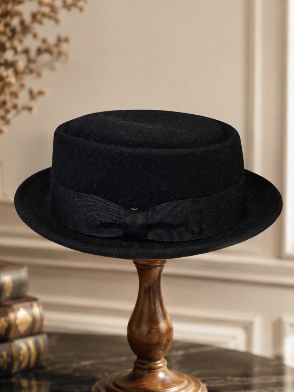 Epoch Porkpie Fedora Hat Black 100% Wool Men's Size L/XL